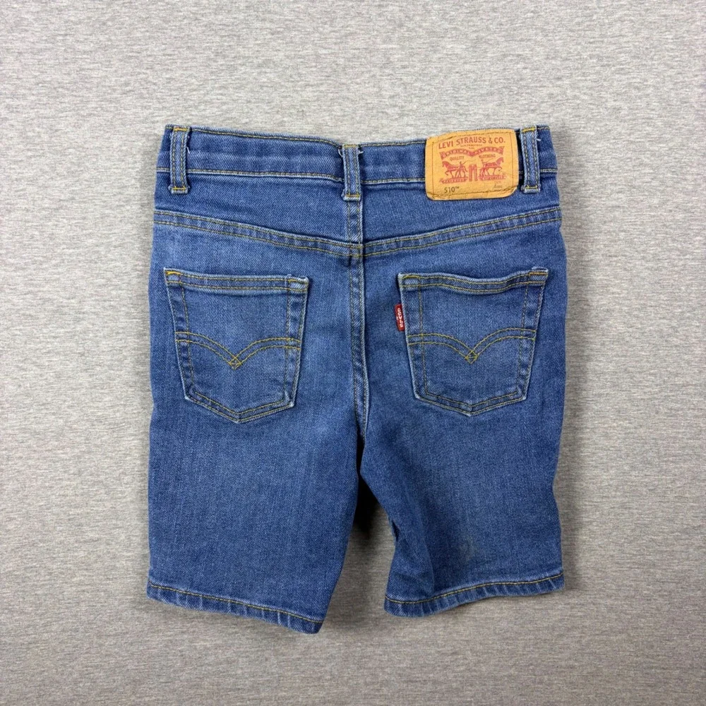 Levis 510 Skinny Short Kids Size 6 Blue Denim Medium Wash Jean Shorts